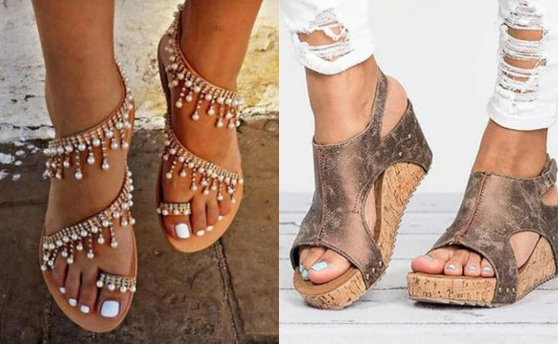 Mujer luciendo elegantes sandalias de verano - Don Zapas