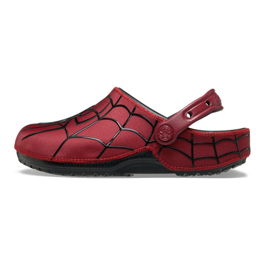 Crocs Spiderman rojas de adulto, vista lateral