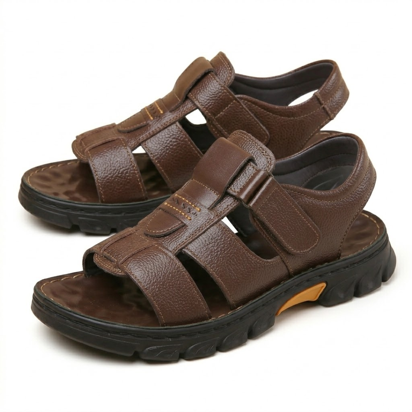 Sandalias Cuero Hombre Velcro | Antideslizantes Tallas Grandes