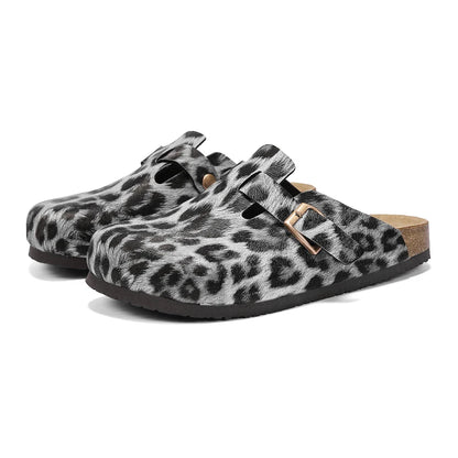 Zuecos Corcho Leopardo Unisex | Mules Sin Talón Verano