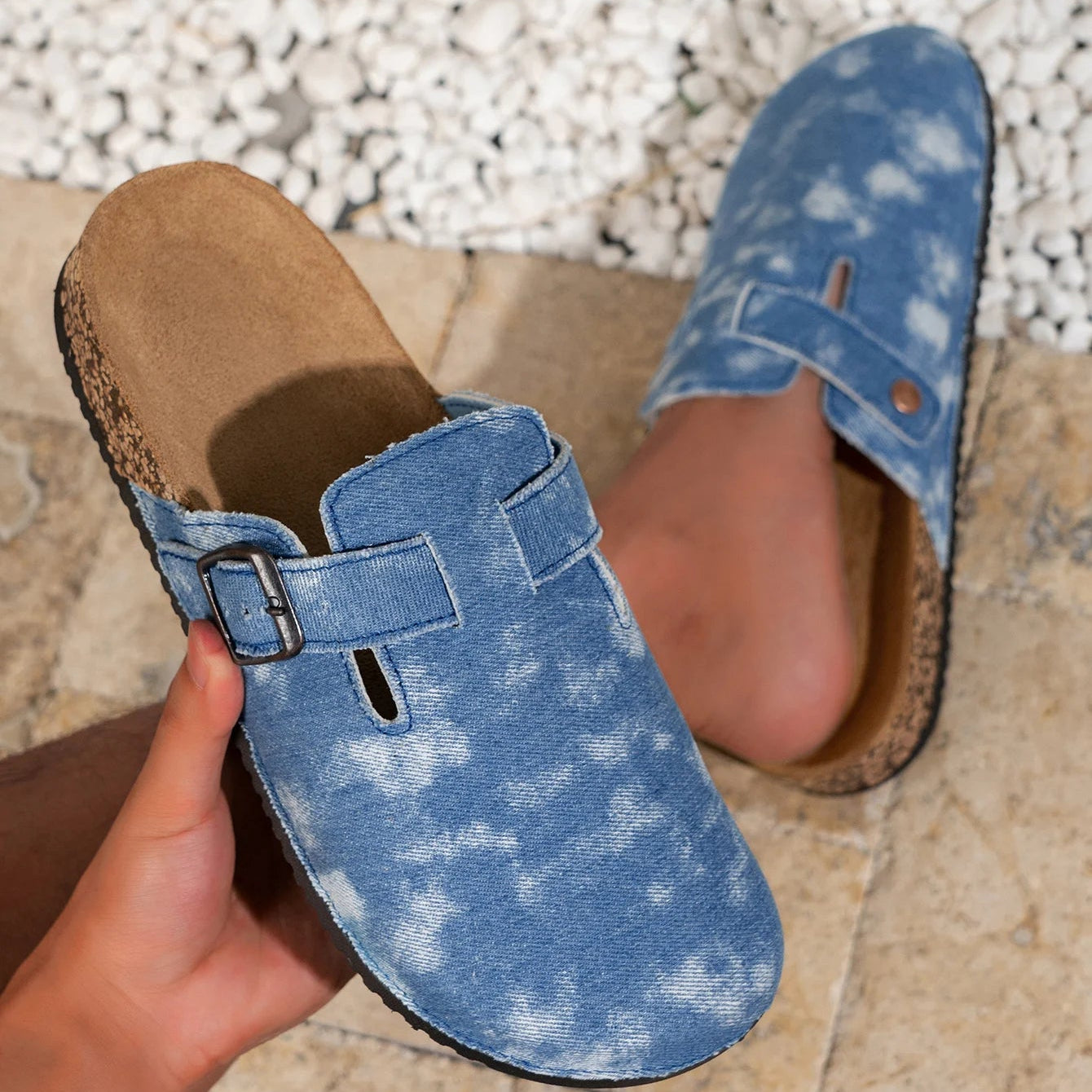 Mules Lona Hombre | Mocasines Sin Cordones Suela Corcho