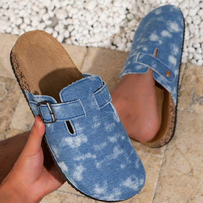 Mules Lona Hombre | Mocasines Sin Cordones Suela Corcho