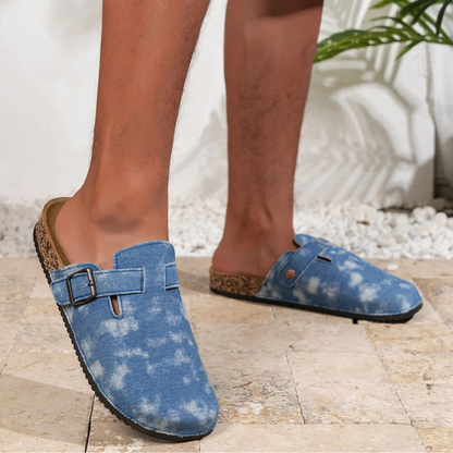 Mules Lona Hombre | Mocasines Sin Cordones Suela Corcho