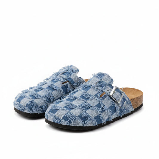 Mules Denim Hombre | Mocasines Sin Cordones Suela Corcho