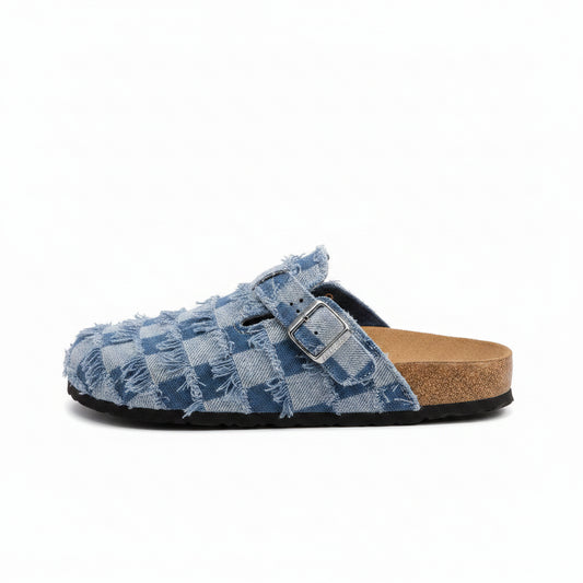 Mules Denim Hombre | Mocasines Sin Cordones Suela Corcho