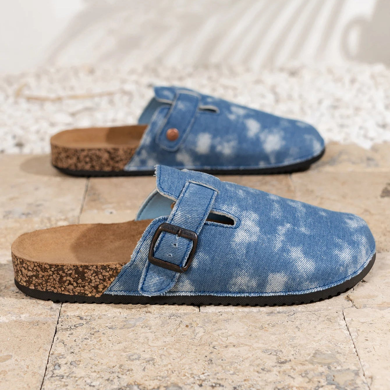 Mules Lona Hombre | Mocasines Sin Cordones Suela Corcho