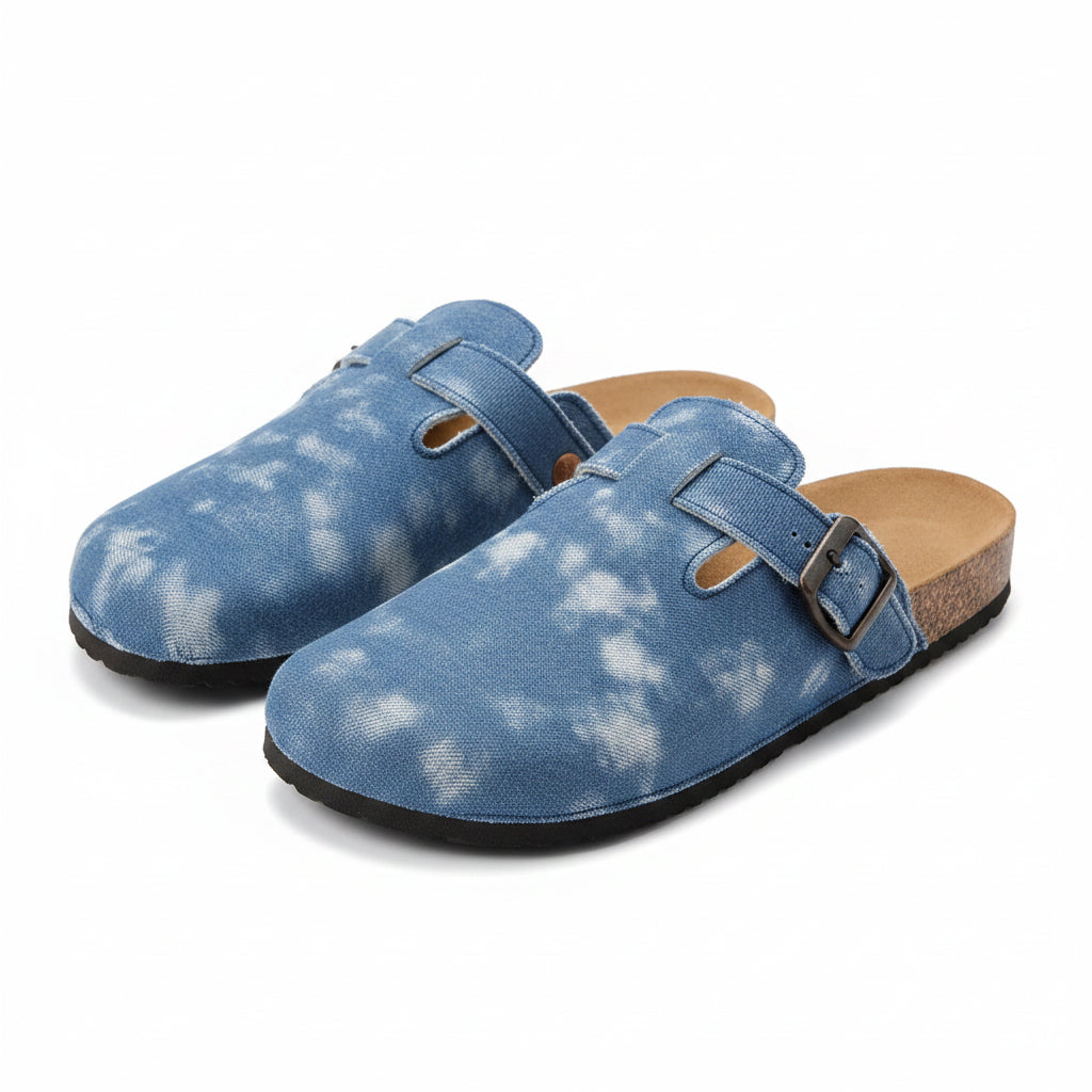 Mules Lona Hombre | Mocasines Sin Cordones Suela Corcho