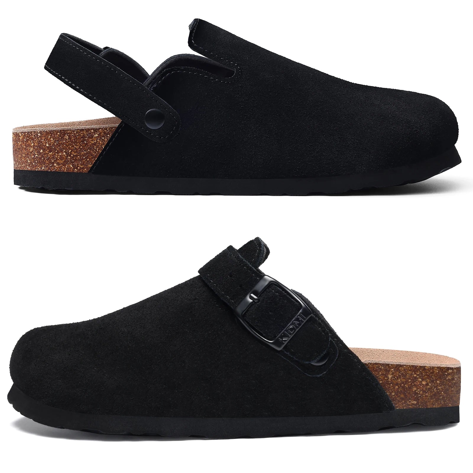 Mules en cuir avec support de voûte plantaire, pantoufles d'extérieur