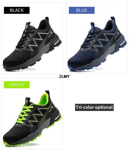 deportivas seguridad antipinchazos negra azul y amarilla