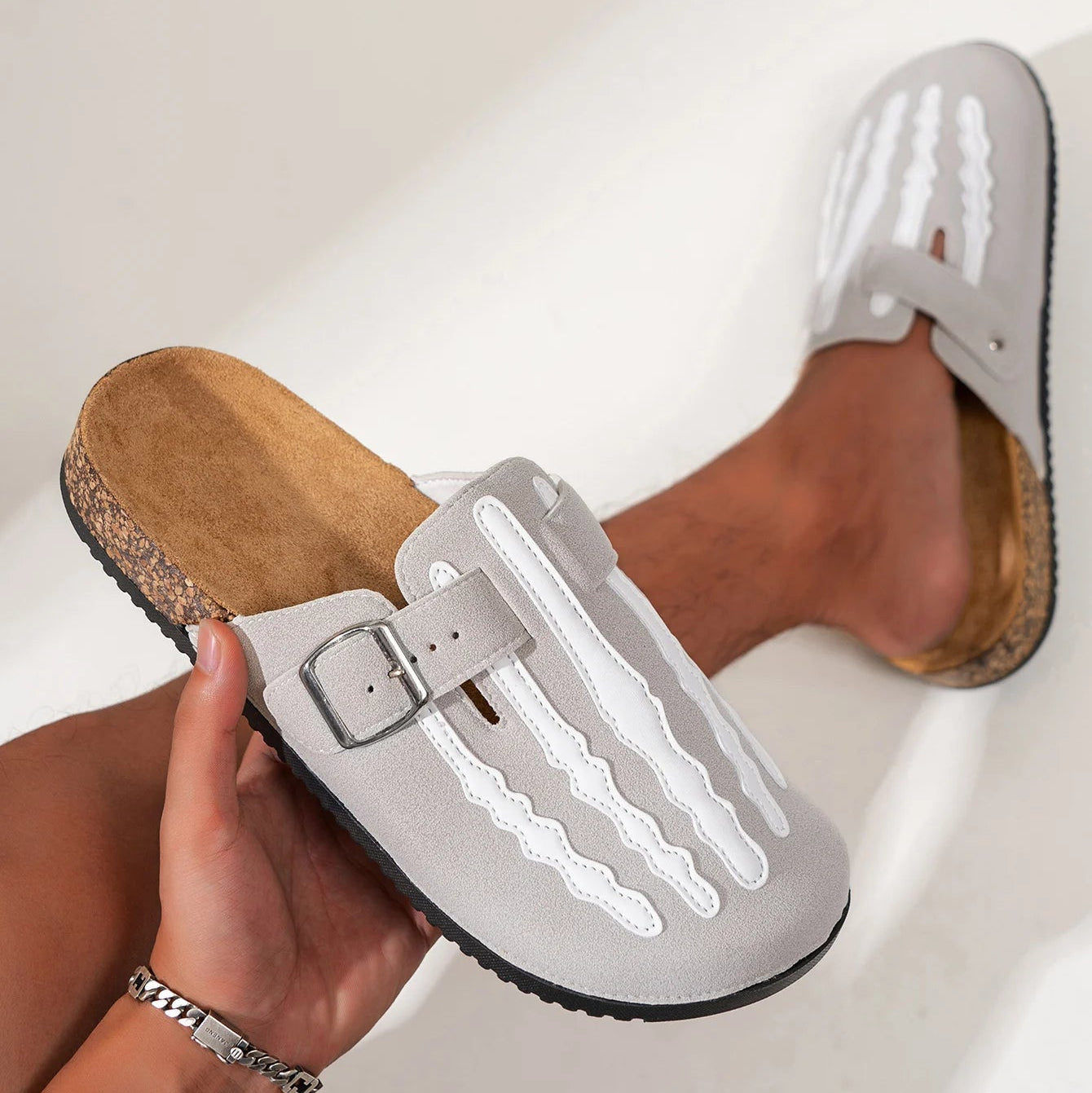 Sandalias Hombre Estampado Esqueleto | Hebilla Antideslizante