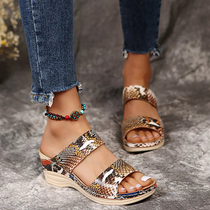 Sandalias Plataforma Animal Print | Cuñas Cómodas para Mujer