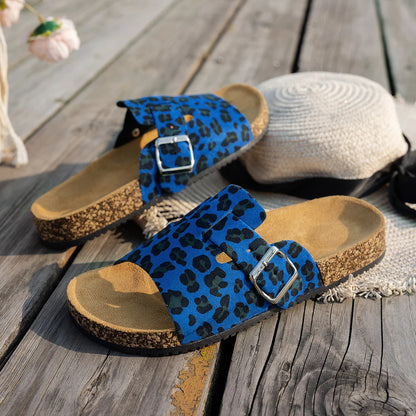 Sandalias Mula Leopardo con Hebilla - Estilo Casual
