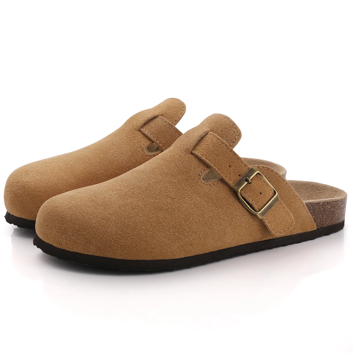 Shevalues Cork Suede Clogs Slippers For Women Men Fashion Summer Cork Flat Sandals Couples Beach Sandals Classic Men Mules Clogs