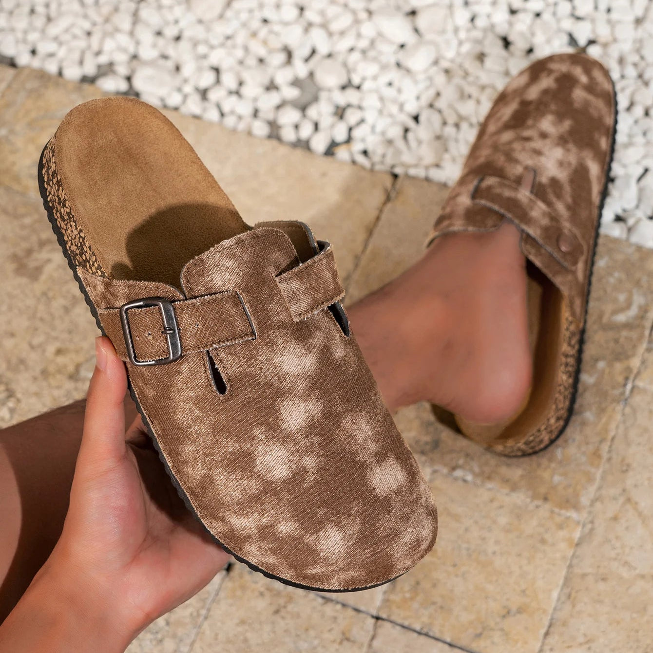 Mules Lona Hombre | Mocasines Sin Cordones Suela Corcho