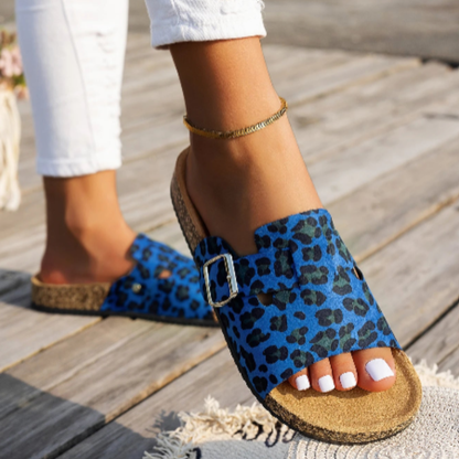Sandalias Mula Leopardo con Hebilla - Estilo Casual