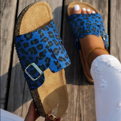 Sandalias Mula Leopardo con Hebilla - Estilo Casual