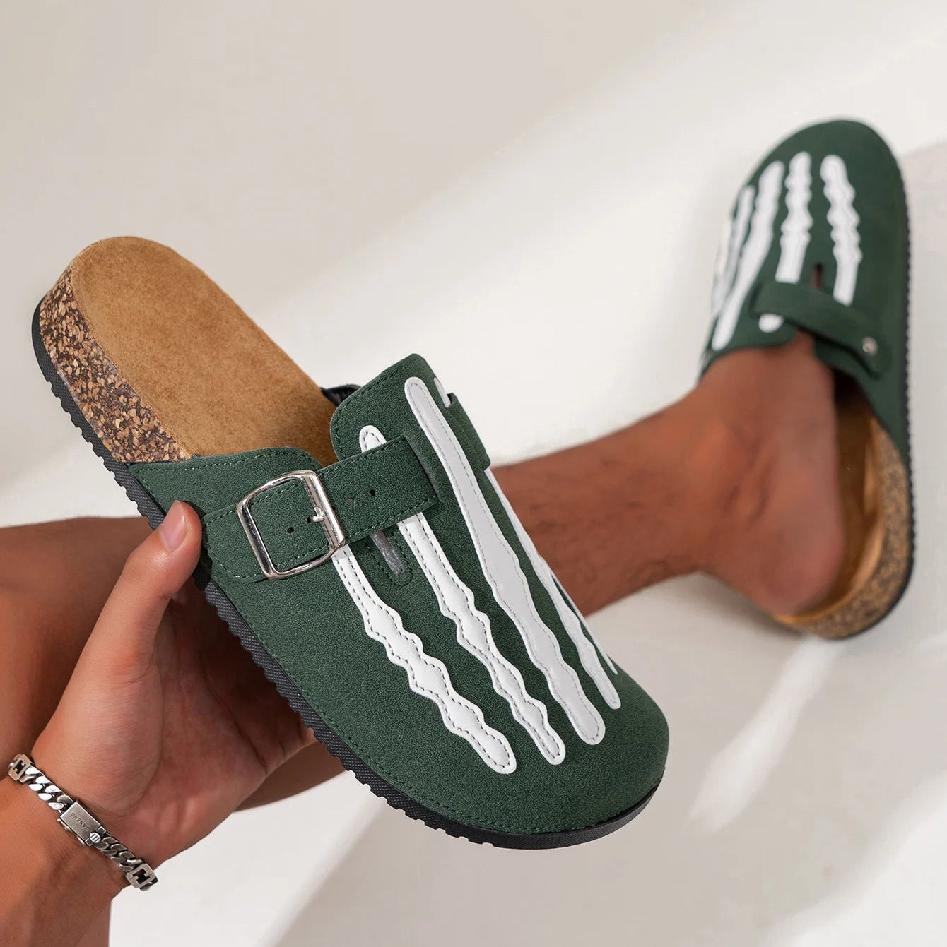 Sandalias Hombre Estampado Esqueleto | Hebilla Antideslizante
