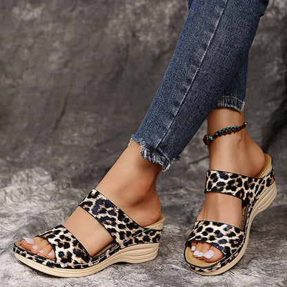 Sandalias Plataforma Animal Print | Cuñas Cómodas para Mujer