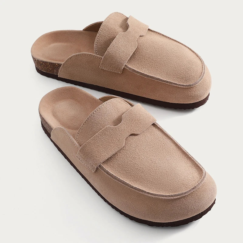 Zuecos Gamuza Corcho Unisex | Mules Ante Sin Talón Verano