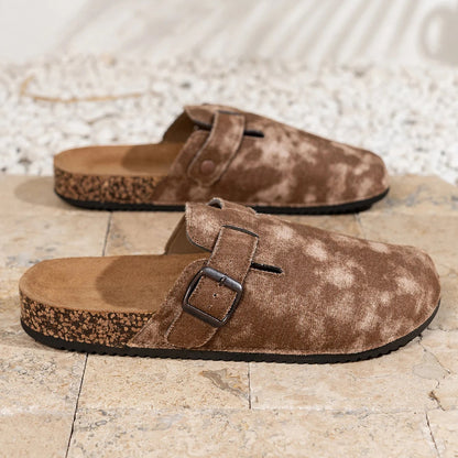 Mules Lona Hombre | Mocasines Sin Cordones Suela Corcho