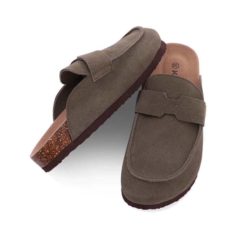 Zuecos Gamuza Corcho Unisex | Mules Ante Sin Talón Verano