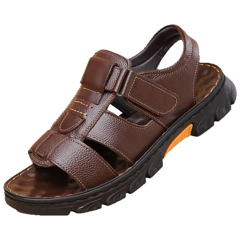 Sandalias Cuero Hombre Velcro | Antideslizantes Tallas Grandes