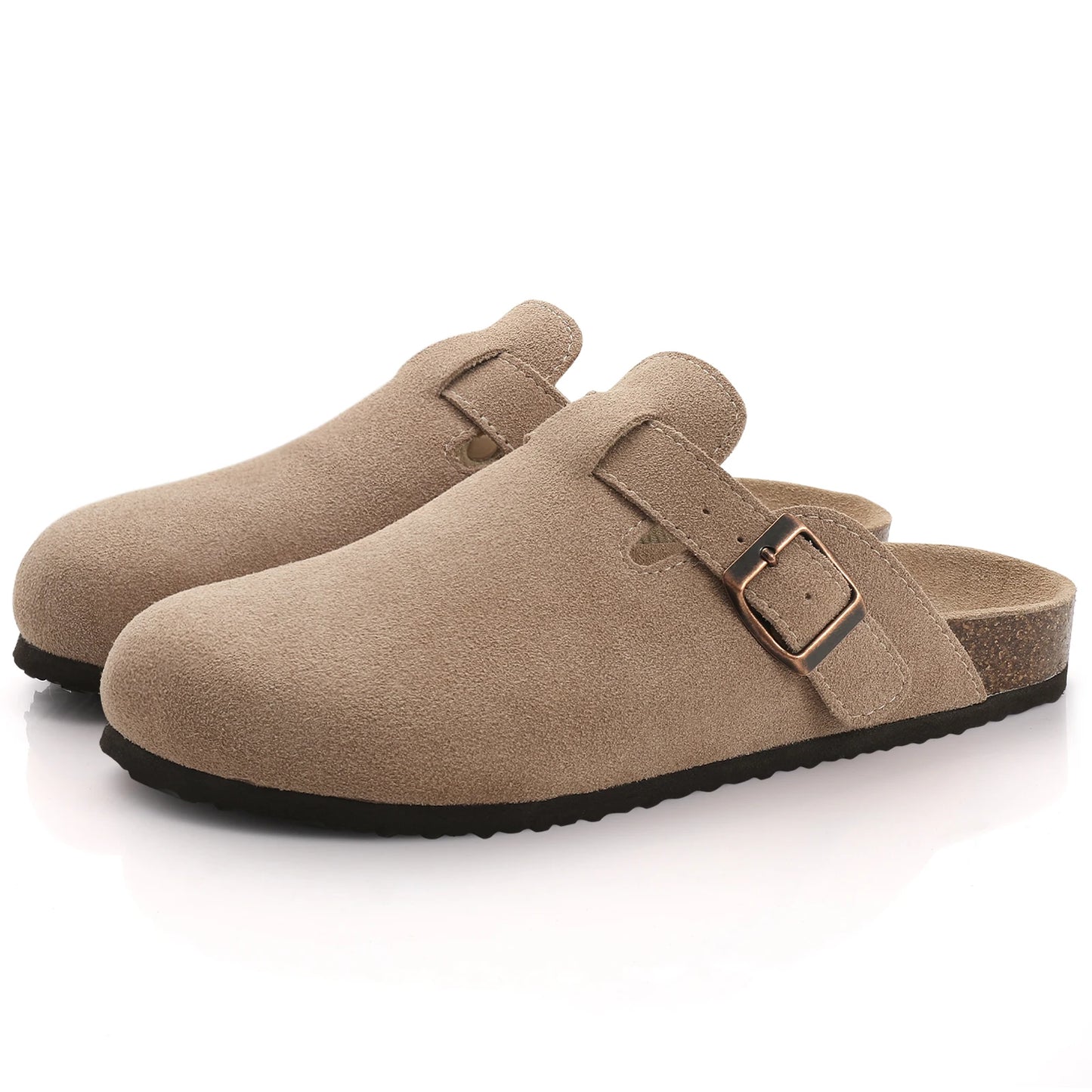 Shevalues Cork Suede Clogs Slippers For Women Men Fashion Summer Cork Flat Sandals Couples Beach Sandals Classic Men Mules Clogs