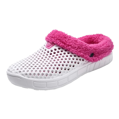 Zuecos blancos con forro rosa