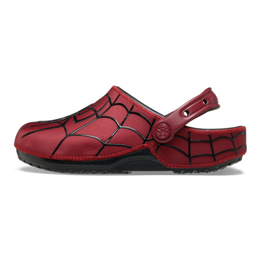 Crocs Spiderman rojas de adulto, vista lateral