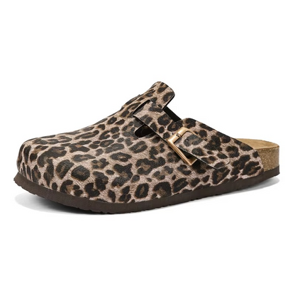 Zuecos Corcho Leopardo Unisex | Mules Sin Talón Verano