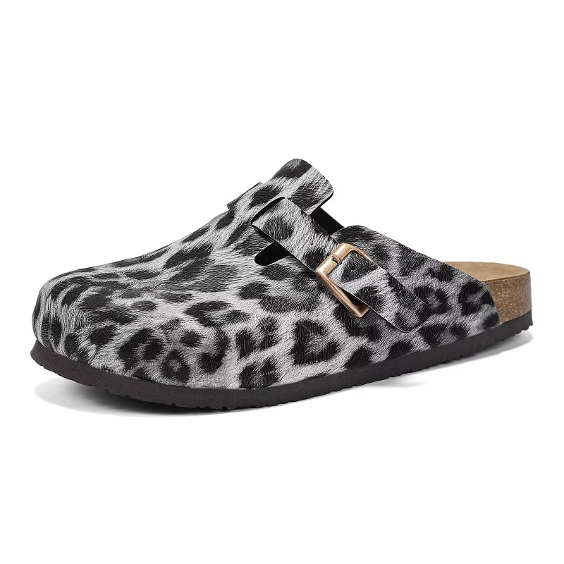 Zuecos Corcho Leopardo Unisex | Mules Sin Talón Verano