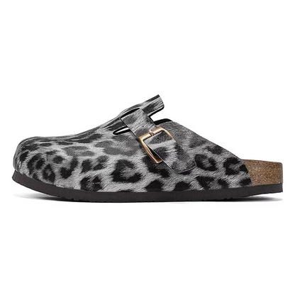 Zuecos Corcho Leopardo Unisex | Mules Sin Talón Verano