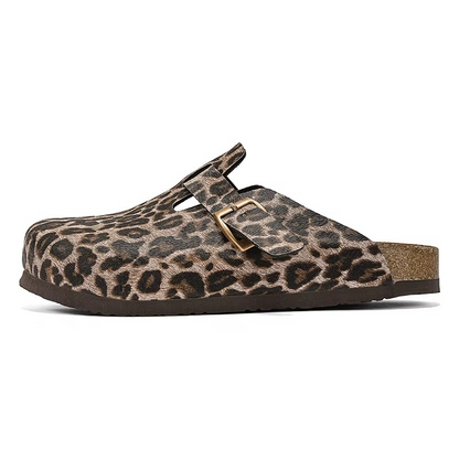 Zuecos Corcho Leopardo Unisex | Mules Sin Talón Verano