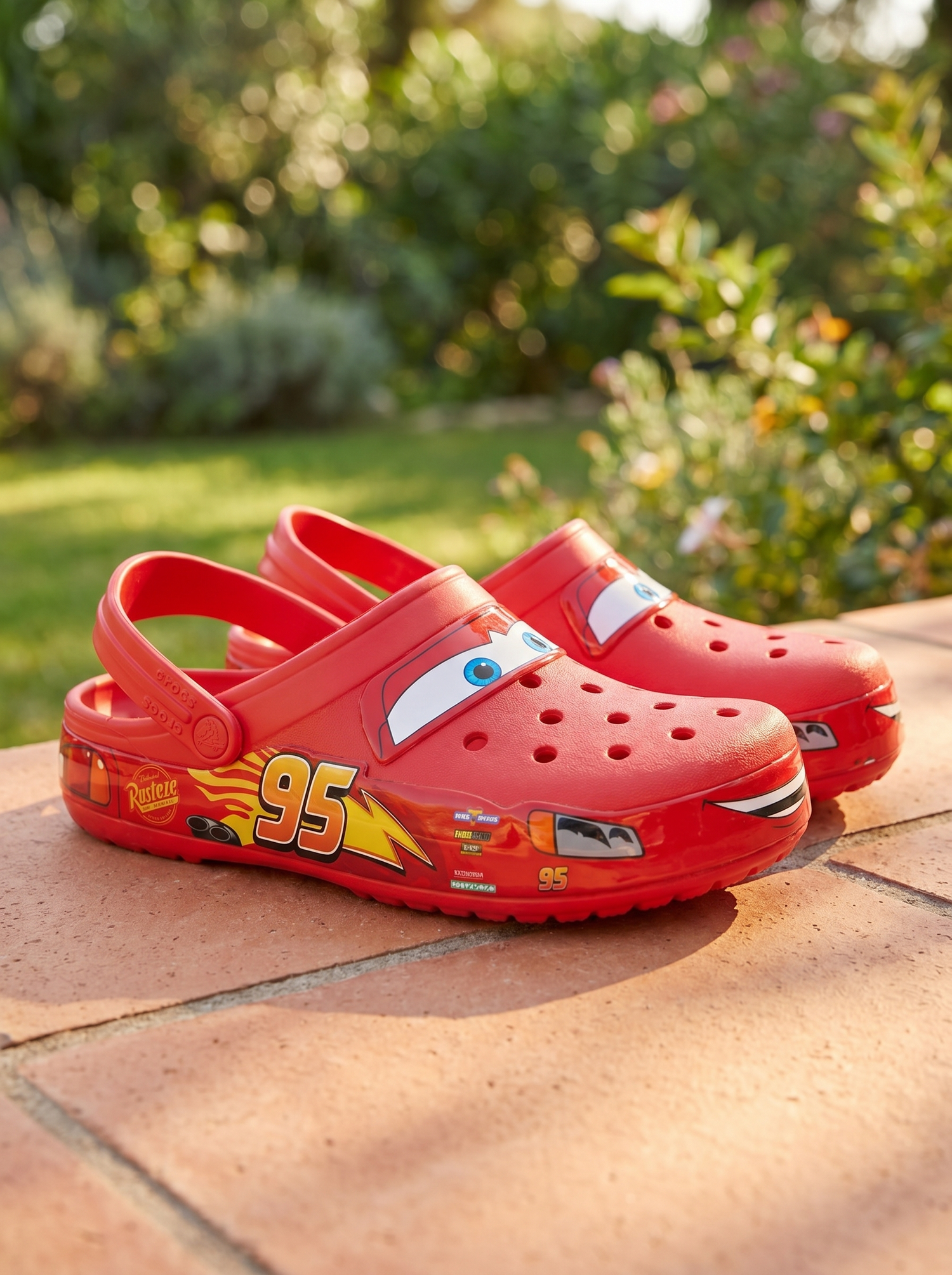 Crocs estilo McQueen Don Zapas primer plano en terraza
