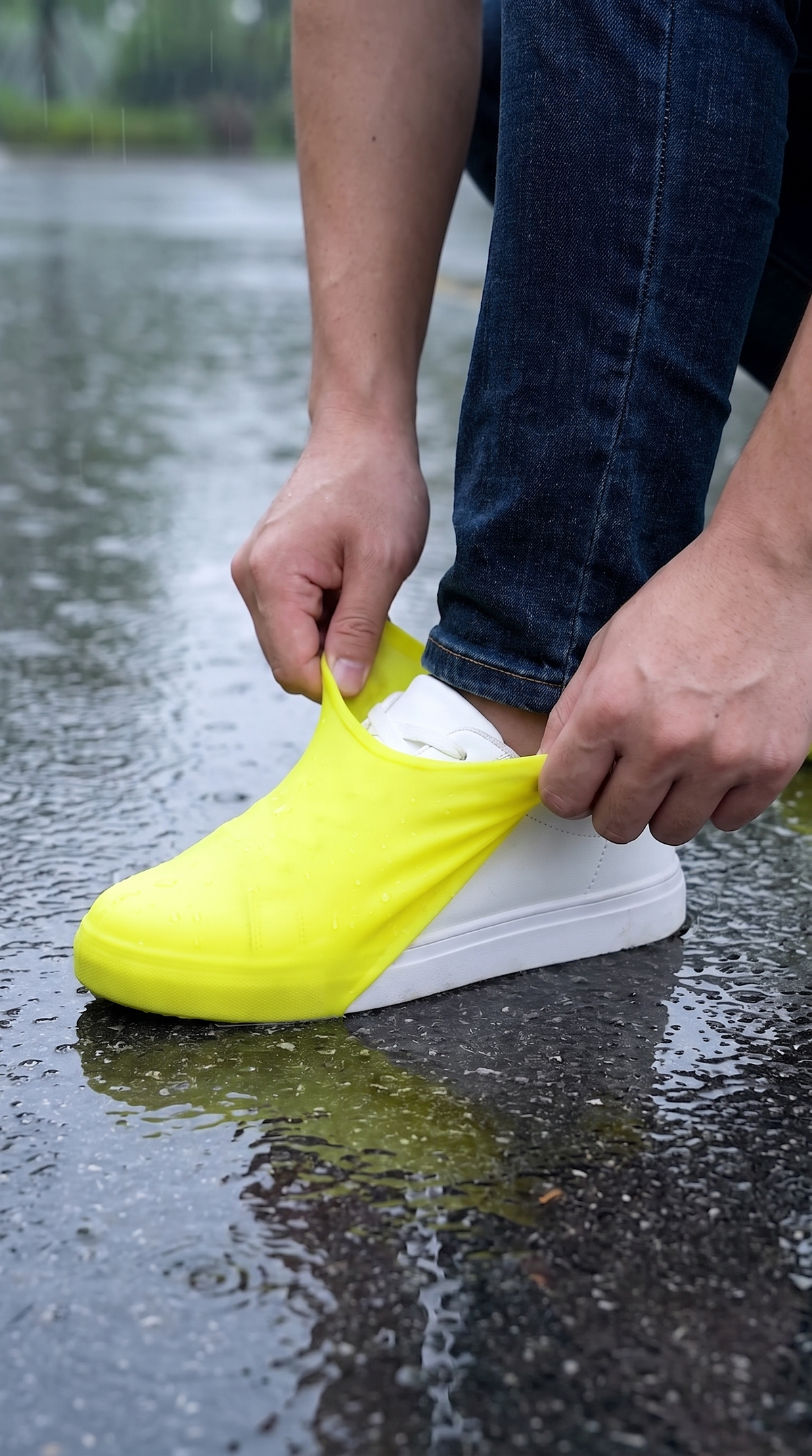 Cómo poner el cubre zapatos de silicona sobre la zapatilla