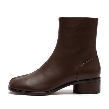 Botas Pezuña de Tacón Bajo marrón - vista lateral
