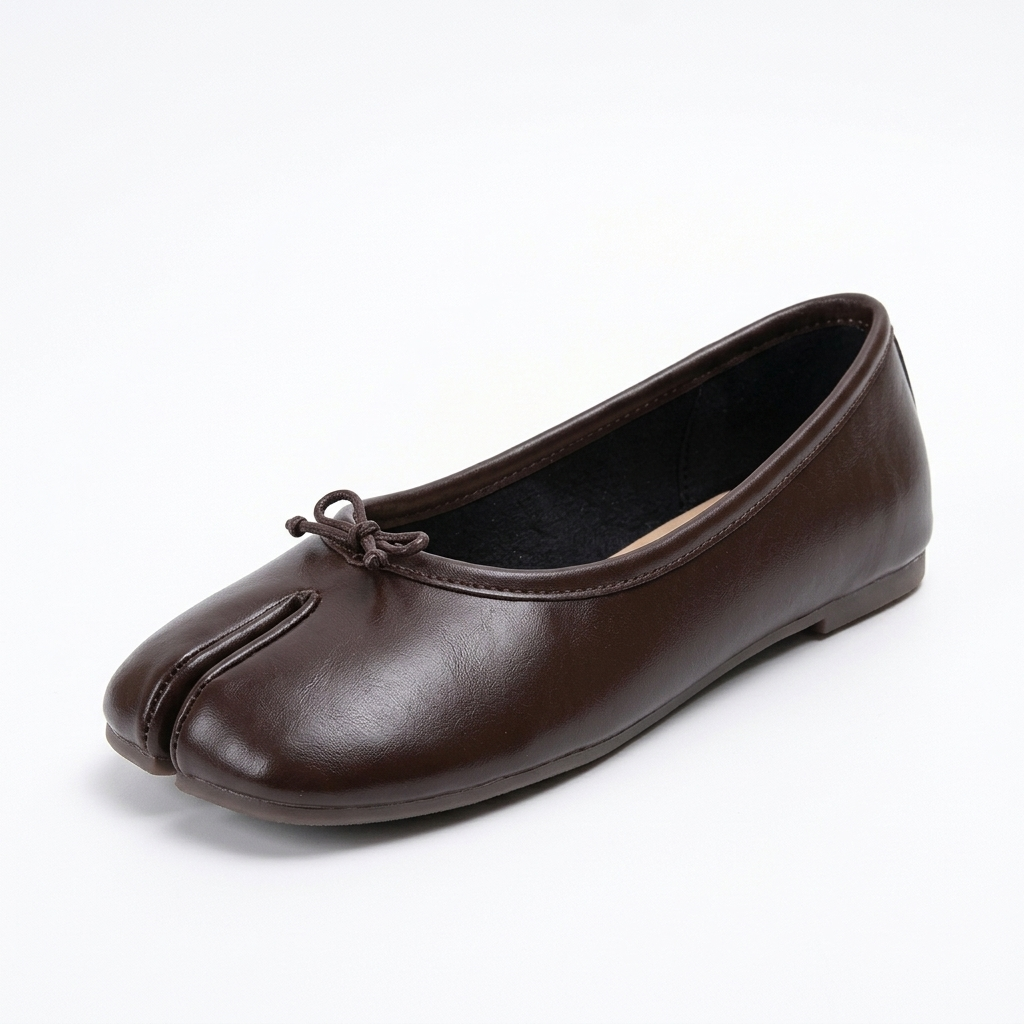 Bailarinas Pezuña marrón chocolate - vista de la puntera dividida