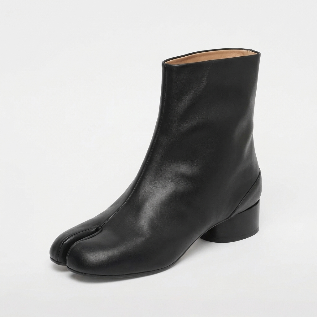 Botas Pezuña de Tacón Bajo negras - vista de la puntera dividida