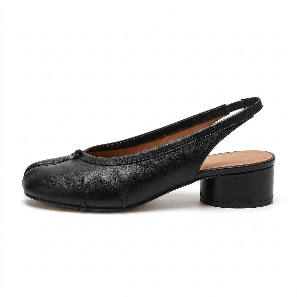 Zapatos Slingback Pezuña de Tacón Bajo negros - vista lateral