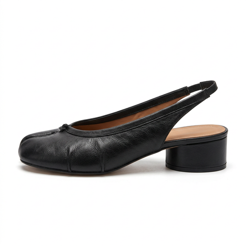 Zapatos Slingback Pezuña de Tacón Bajo negros - vista lateral