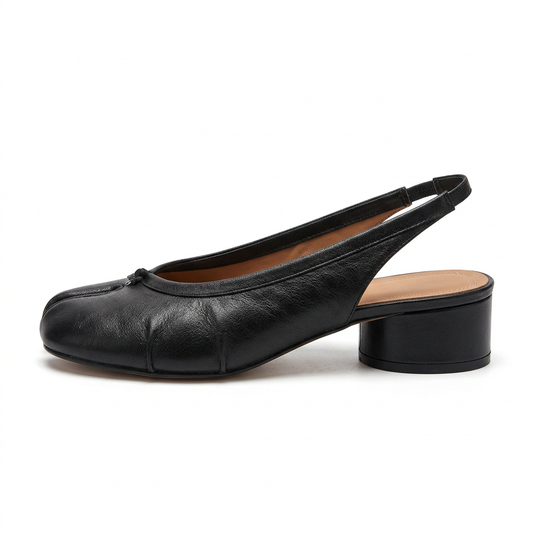 Zapatos Slingback Pezuña de Tacón Bajo negros - vista lateral