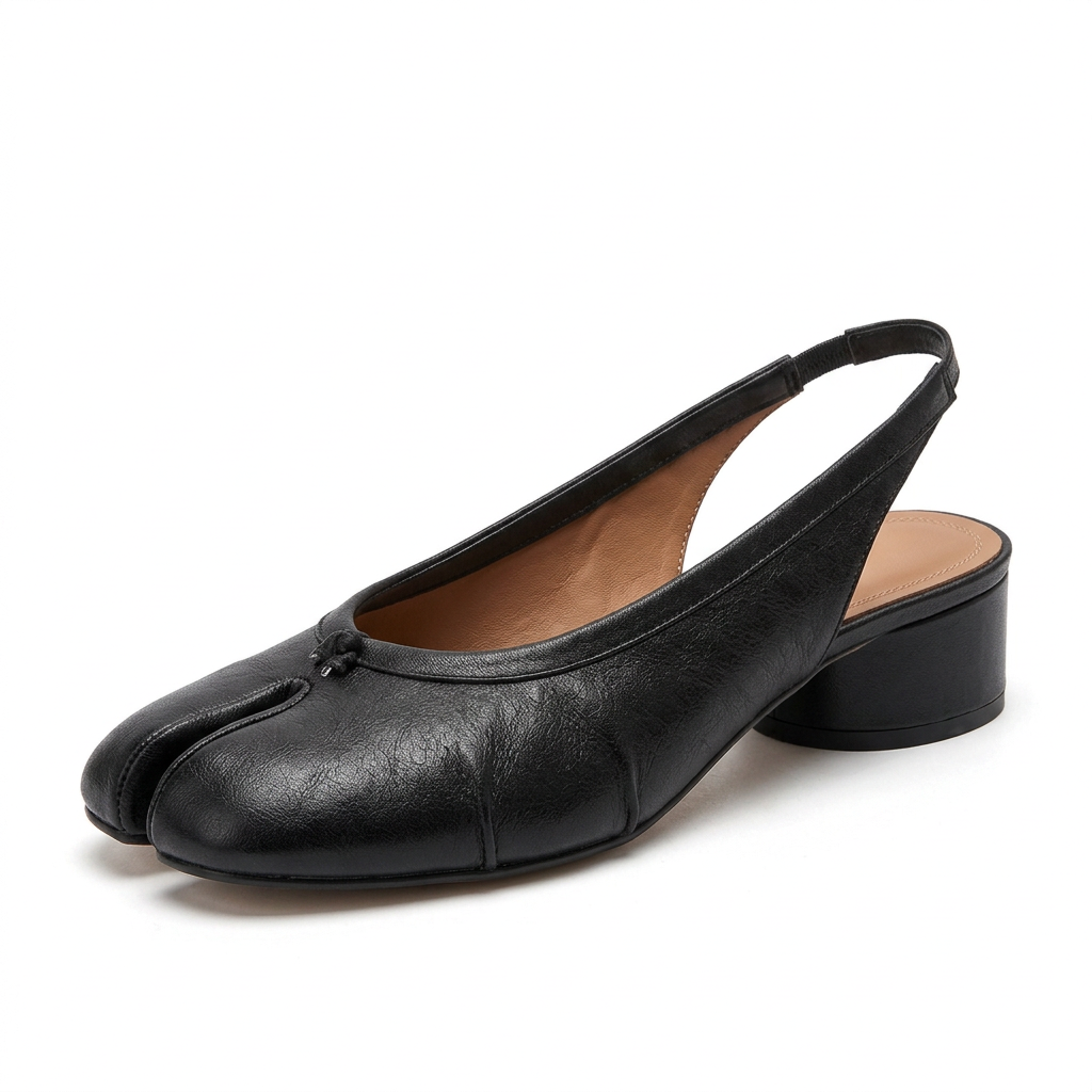 Zapatos Slingback Pezuña de Tacón Bajo negros - vista de la puntera dividida