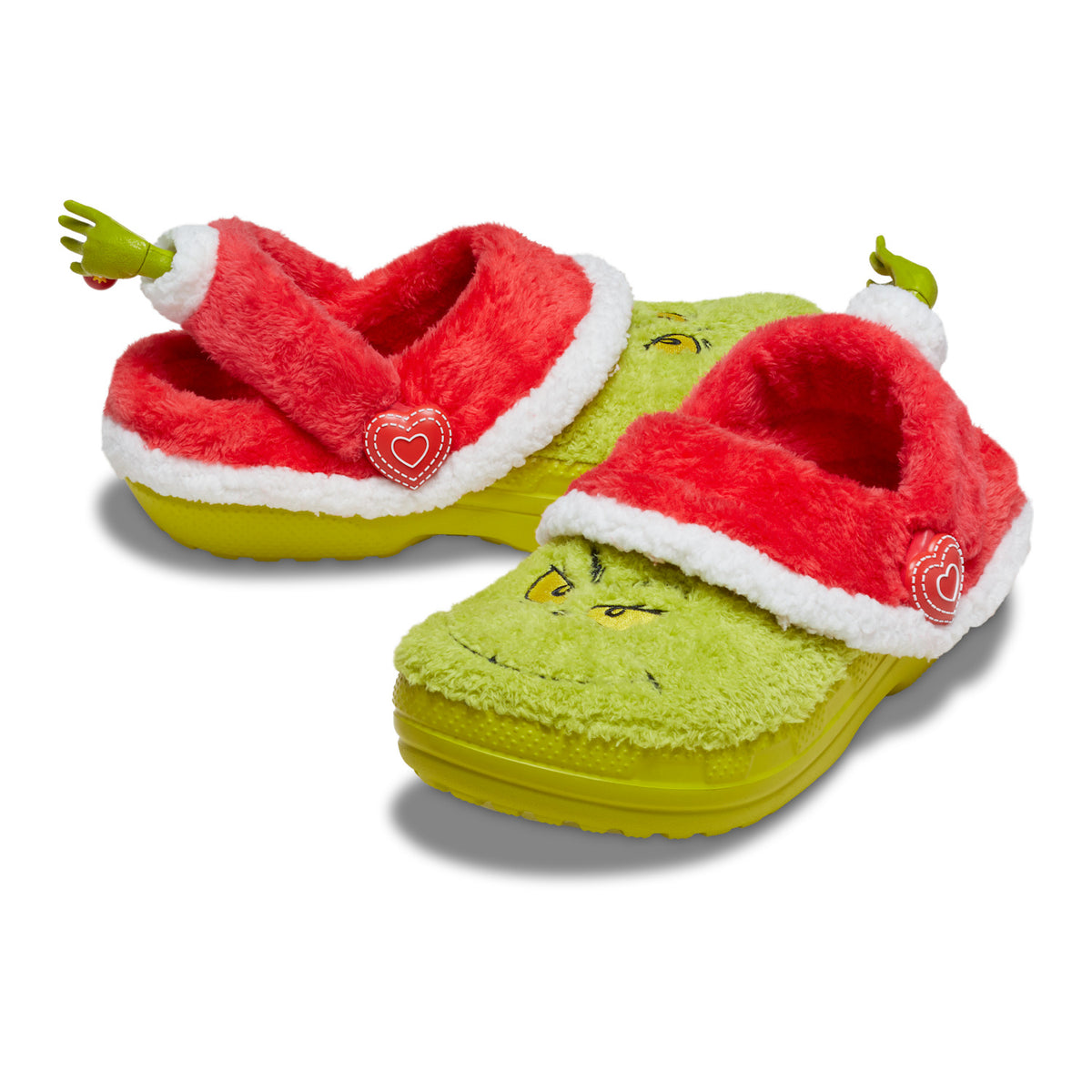 Par de crocs del Grinch forradas