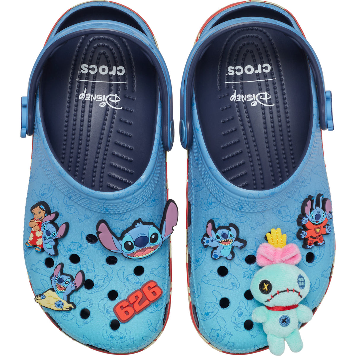 Crocs de Stitch vistas desde arriba