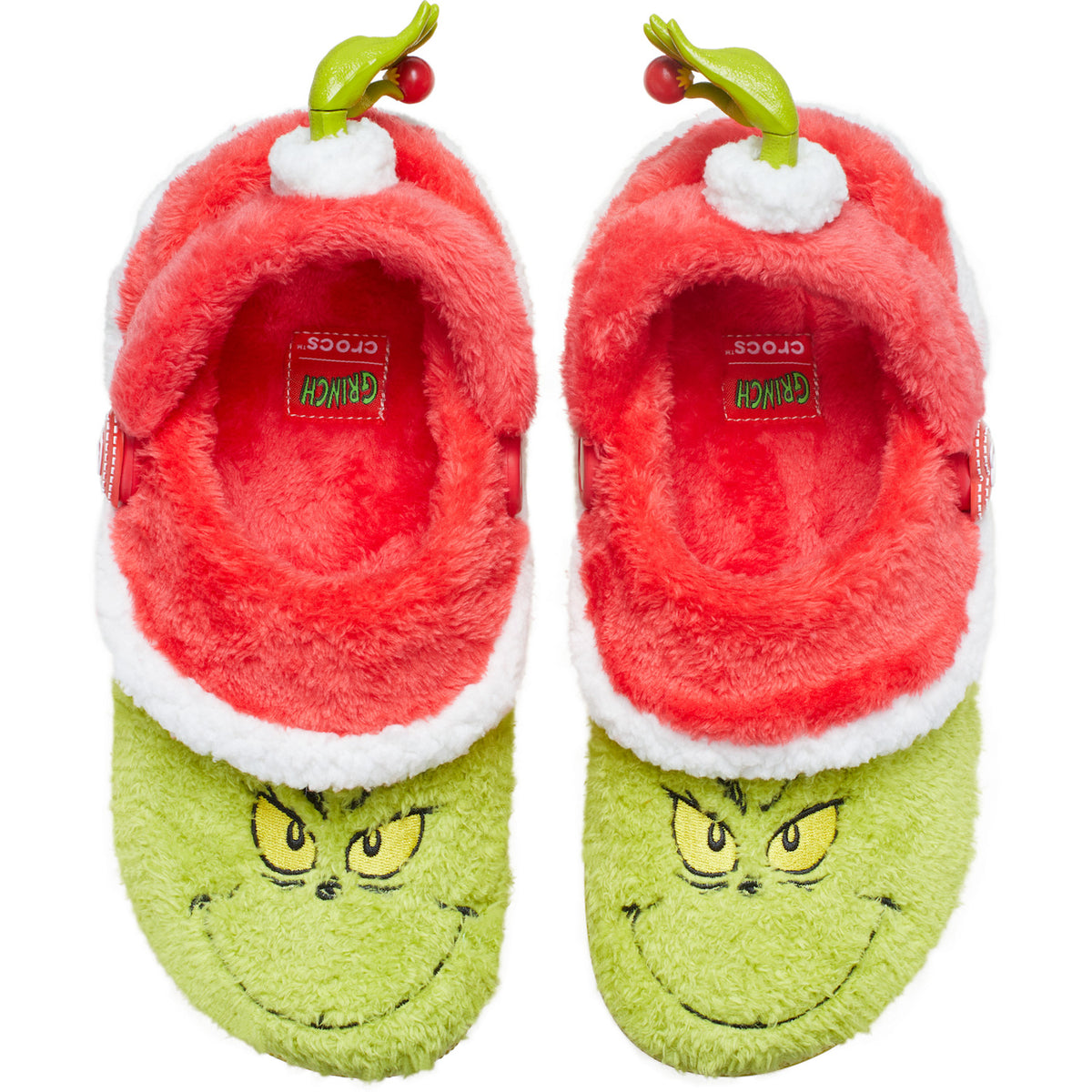 Crocs del Grinch vistas desde arriba