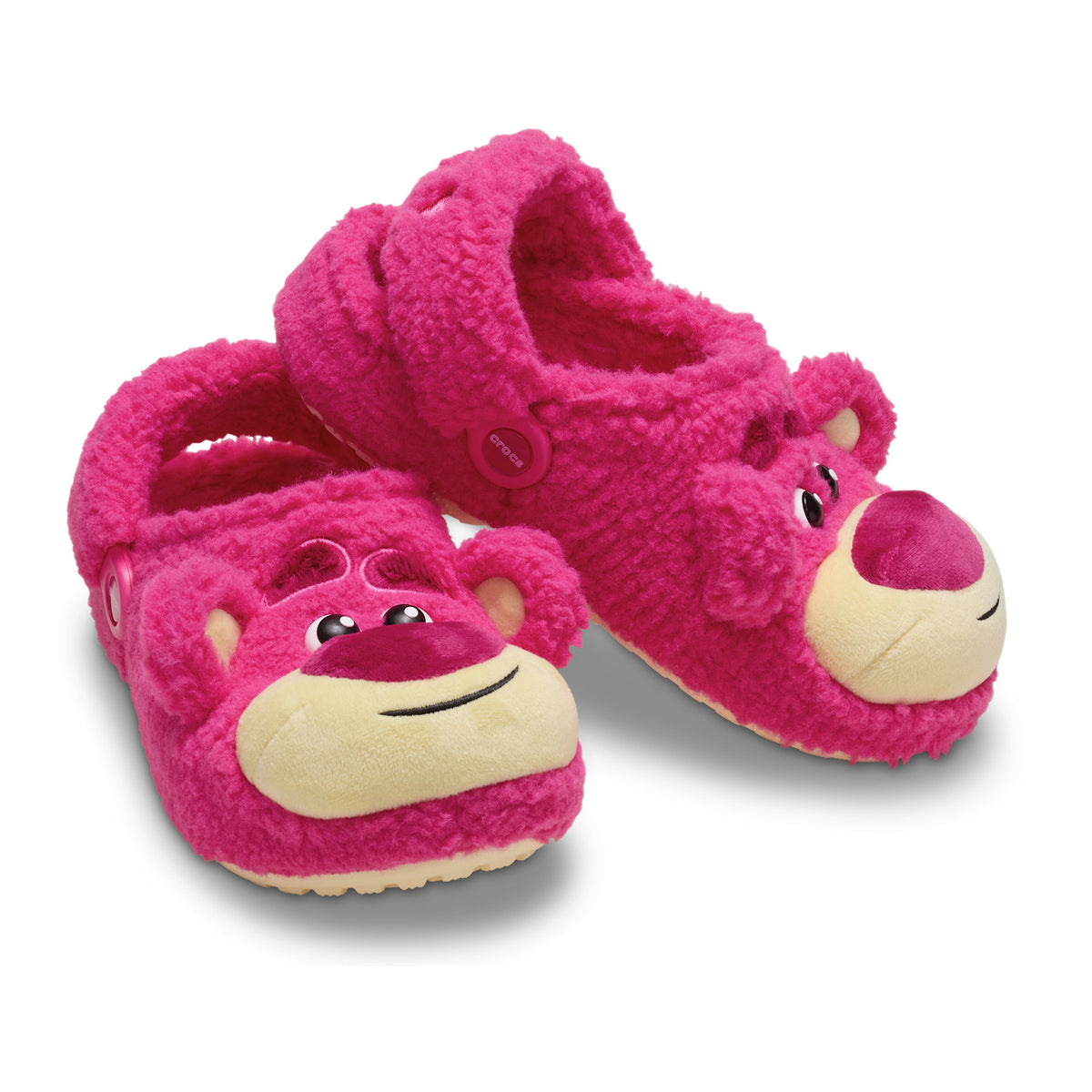 Par de crocs de Lotso rosas de pelo