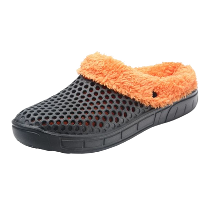 zuecos con forro naranja