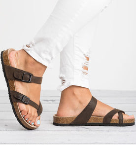 Sandalias Planas Cuero Mujer - Don Zapas