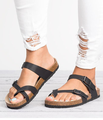 Sandalias Planas Cuero Mujer - Don Zapas