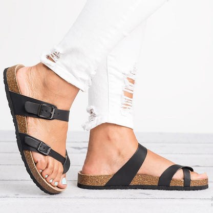 Sandalias Planas Cuero Mujer - Don Zapas